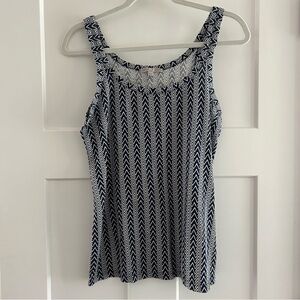 GAP Cotton Tank Top Navy‎ White Herringbone Size Small